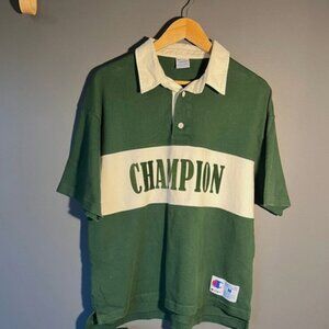 (Pristine) Champion Retro Collared Shirt- Heavyweight Cotton - Men's M - Relaxed